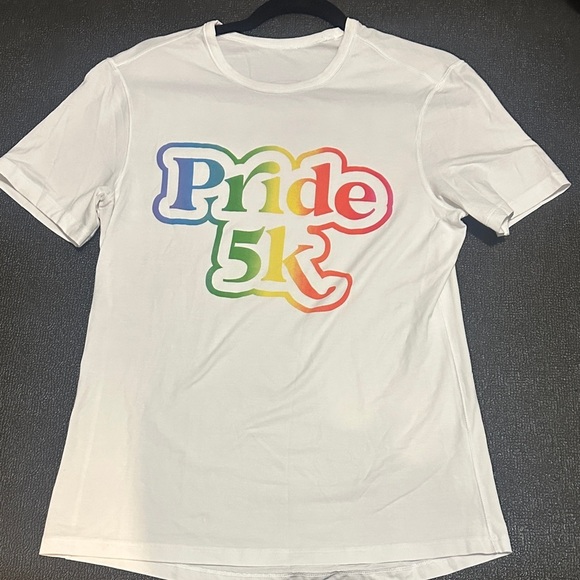 lululemon athletica Tops - Lululmeon White Pride 5k T-Shirt size medium